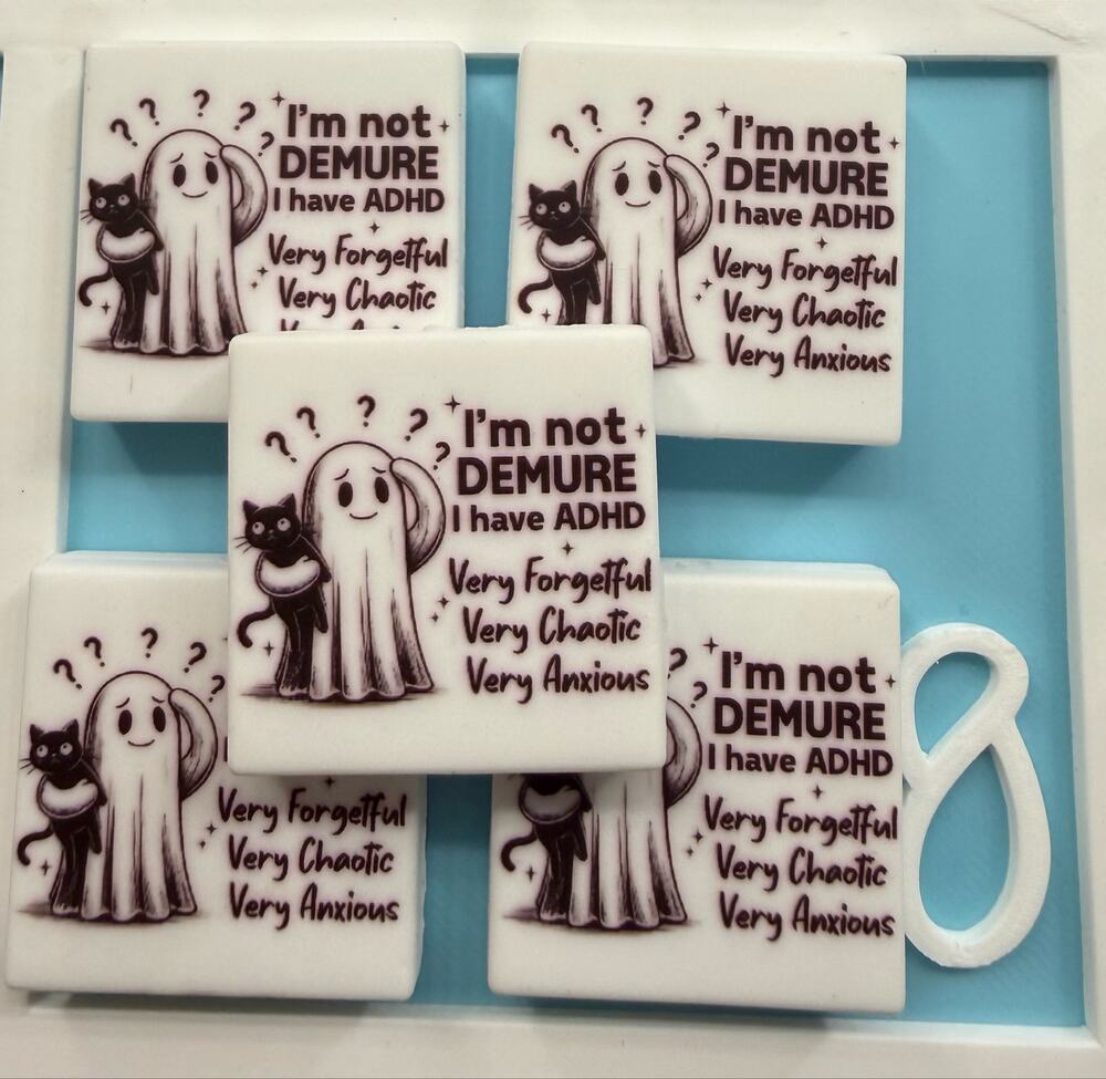 5 Silicone Focal Beads ADHD Ghost Cat Funny Quote Beads for Pens Keychains Craft